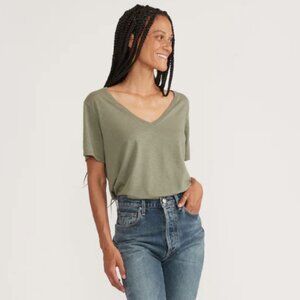 Marine Layer Boyfriend V-Neck Tee in Vetiver - Large / Vetiver